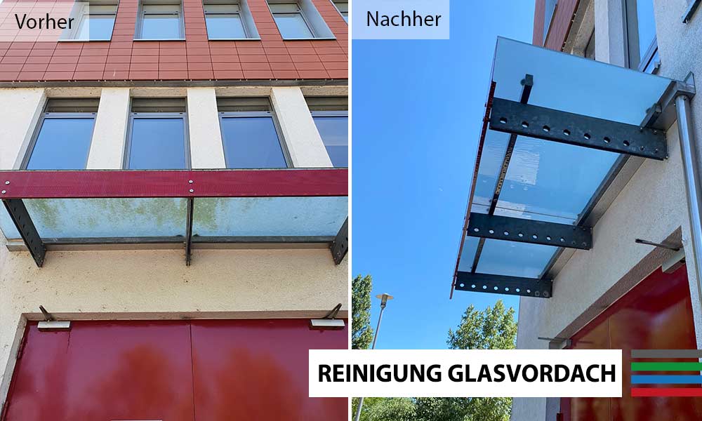 Reinigung-Glasvordach